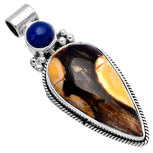 Natural Peanut Wood & Lapis Lazuli Pendant P-1121 SDP145261