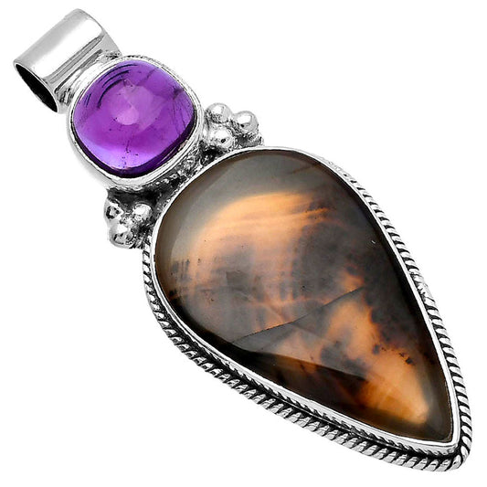 Montana Agate - USA & Amethyst Pendant P-1121 SDP145290