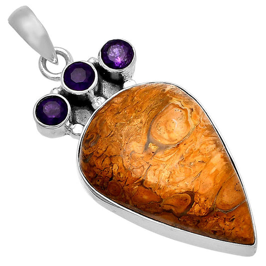 Natural Rock Calcy & Amethyst Pendant P-1120 SDP145304