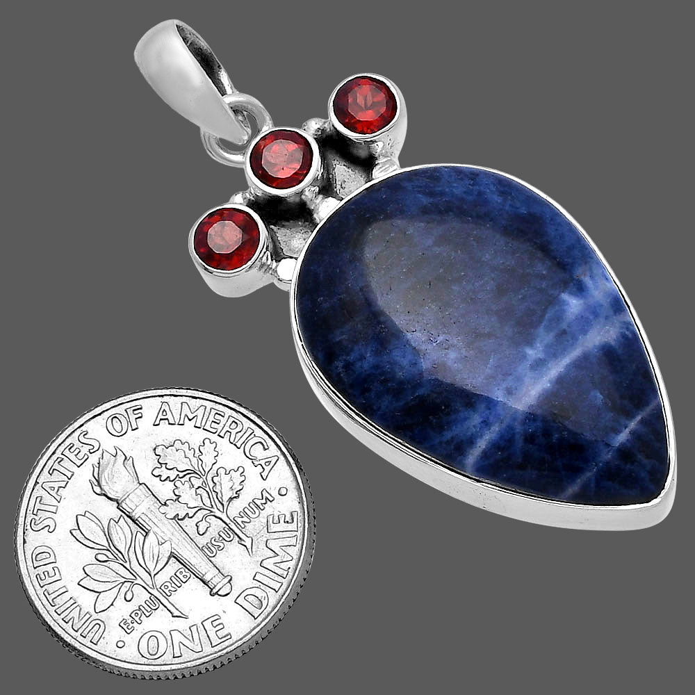 Natural Sodalite & Garnet Pendant P-1120 SDP145307