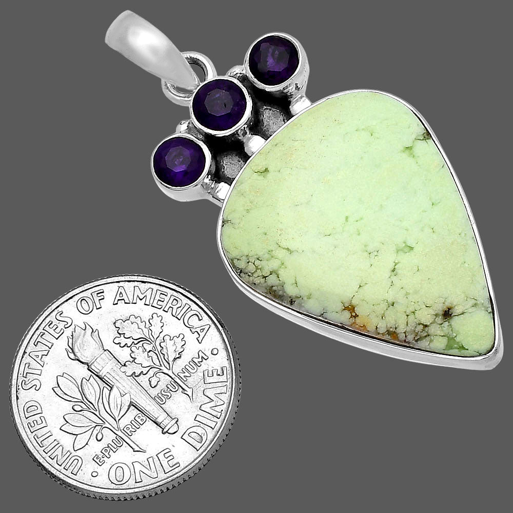 Natural Lemon Chrysoprase & Amethyst Pendant P-1120 SDP145308
