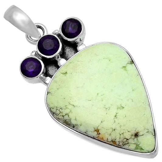 Natural Lemon Chrysoprase & Amethyst Pendant P-1120 SDP145308