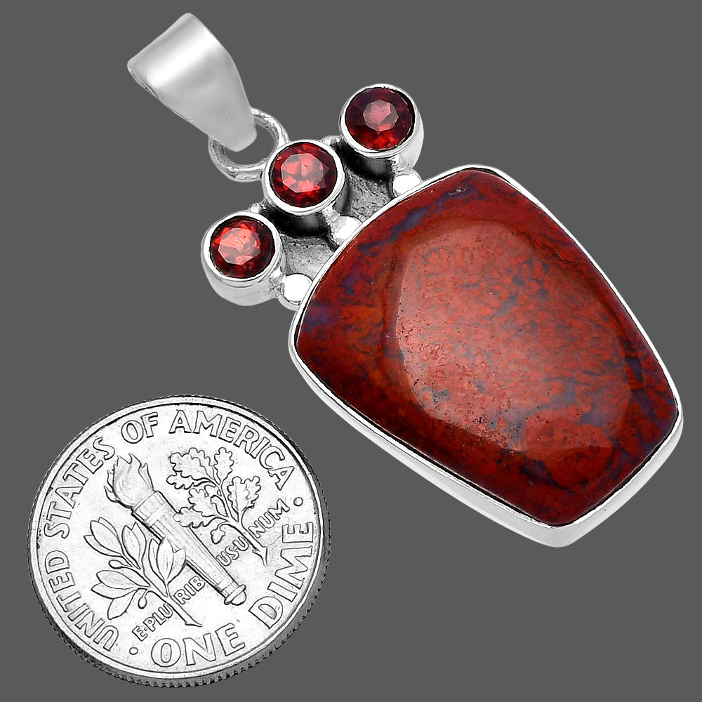 Natural Red Moss Agate & Garnet Pendant P-1120 SDP145309