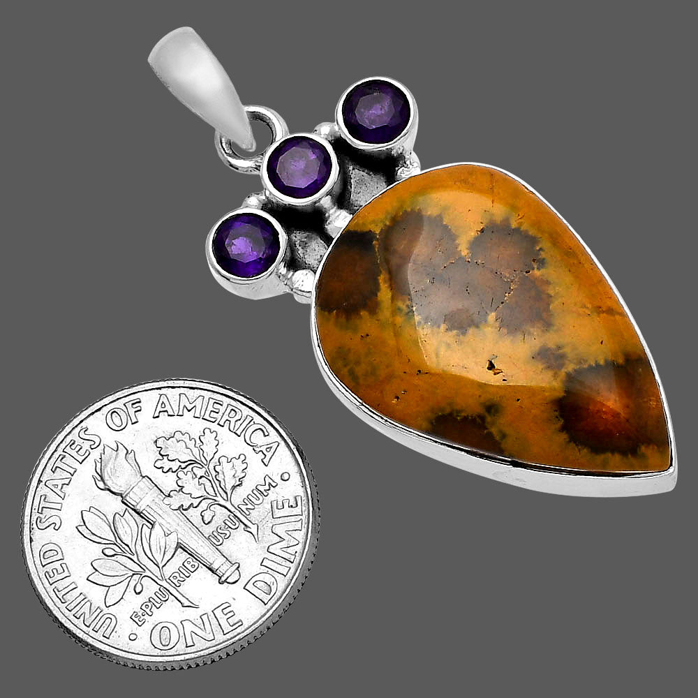 Ocean Jasper - Madagascar & Amethyst Pendant P-1120 SDP145311