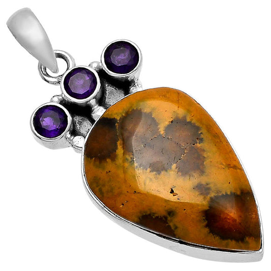 Ocean Jasper - Madagascar & Amethyst Pendant P-1120 SDP145311
