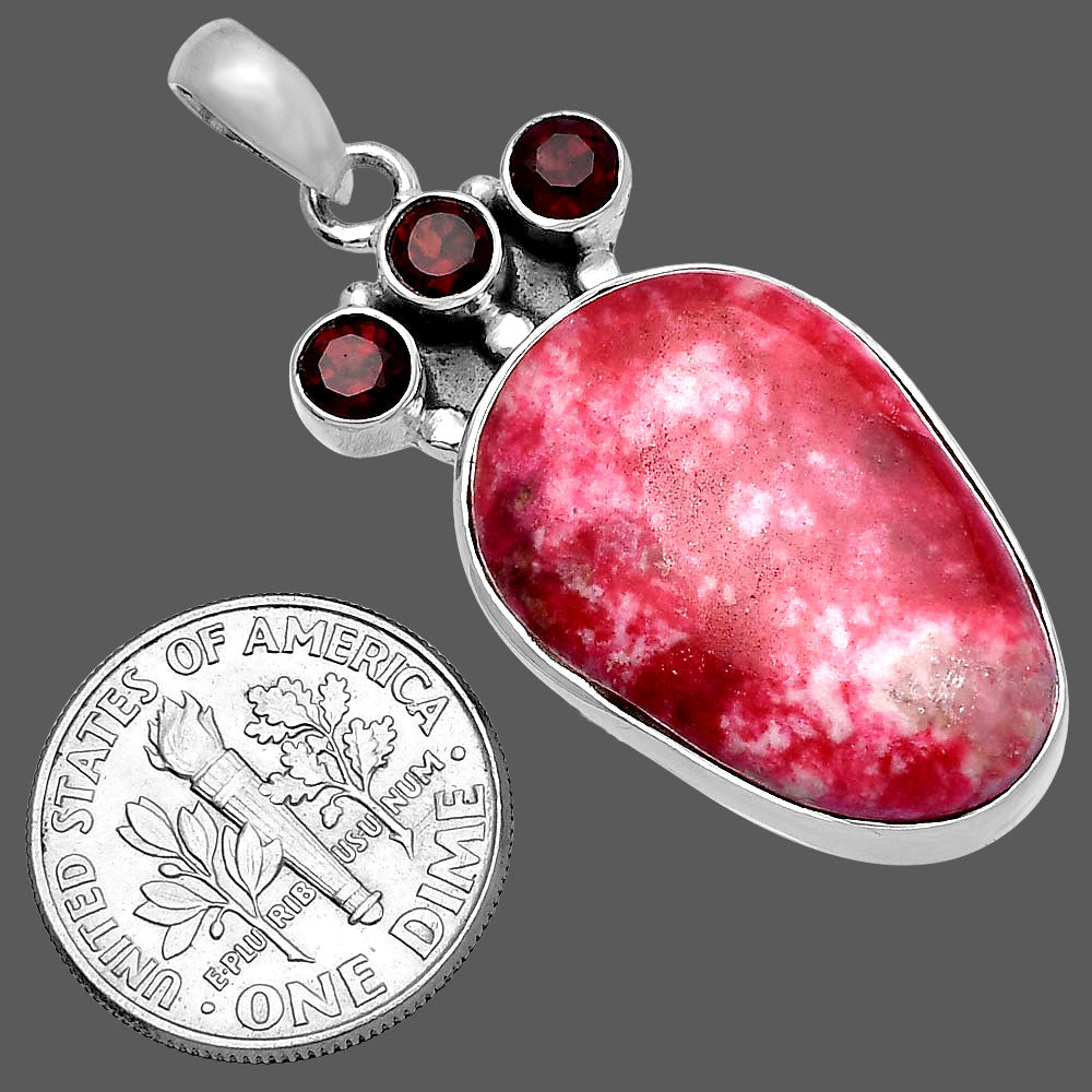 Pink Thulite - Norway & Garnet Pendant P-1120 SDP145316