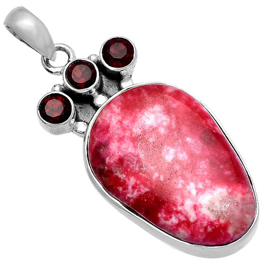 Pink Thulite - Norway & Garnet Pendant P-1120 SDP145316