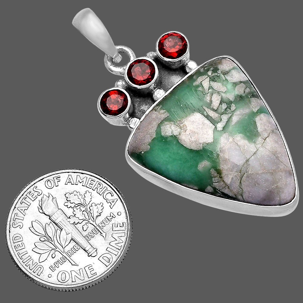 Natural Utah Variscite & Garnet Pendant P-1120 SDP145317
