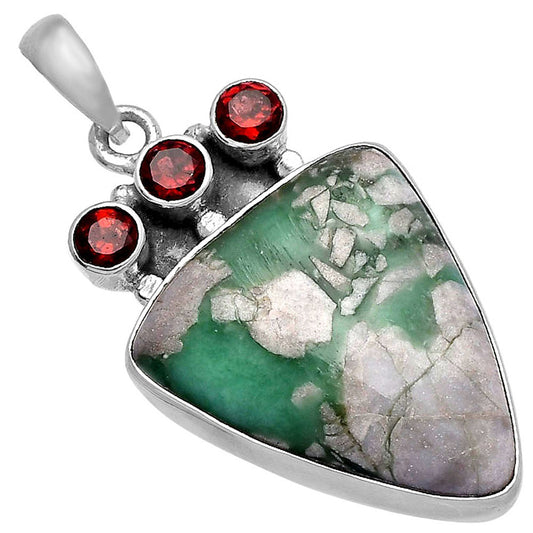 Natural Utah Variscite & Garnet Pendant P-1120 SDP145317