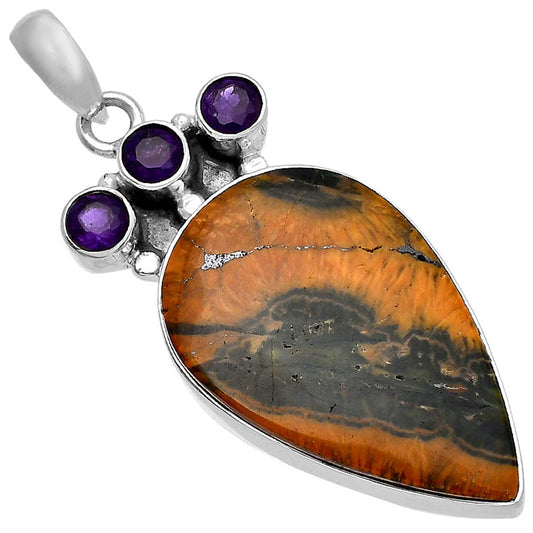 Ocean Jasper - Madagascar & Amethyst Pendant P-1120 SDP145334