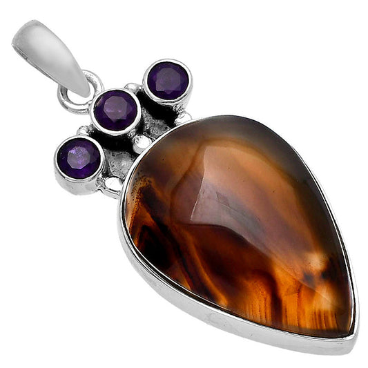 Montana Agate - USA & Amethyst Pendant P-1120 SDP145345