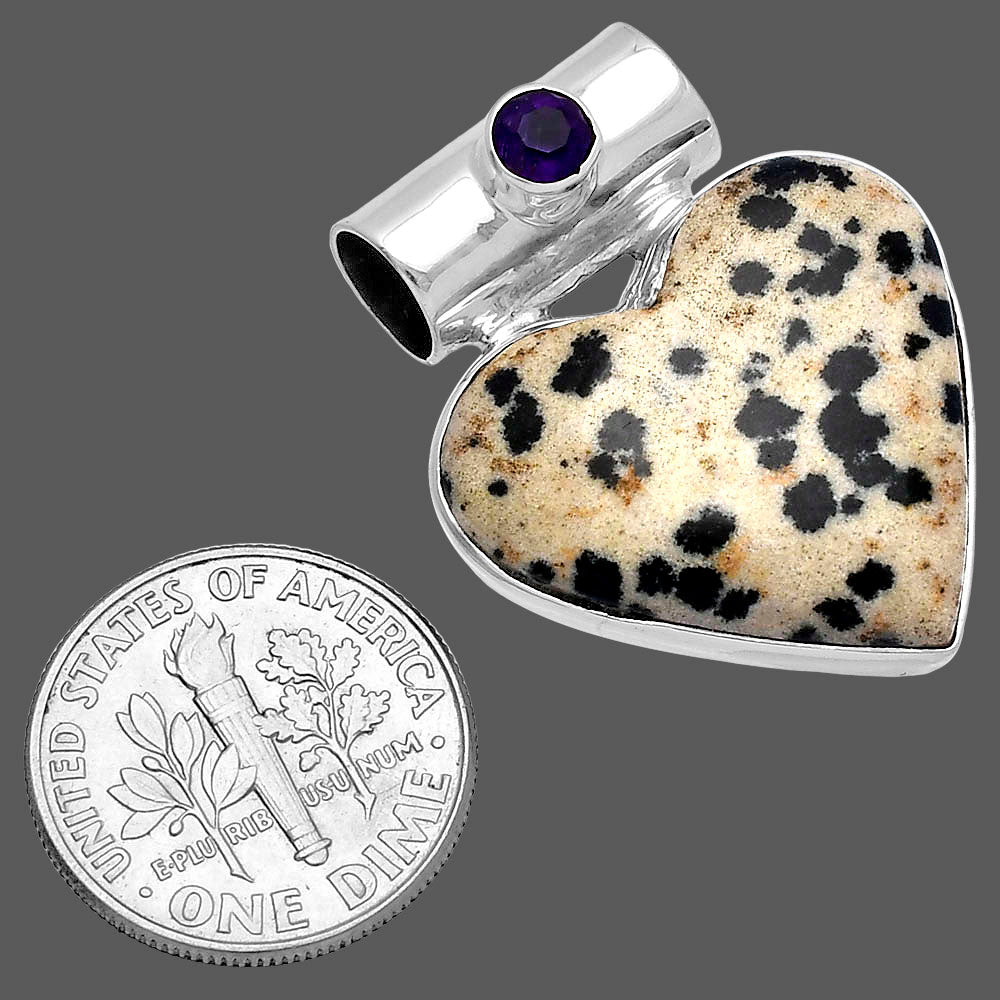 Heart - Natural Dalmatian & Amethyst Pendant P-1300 SDP145376