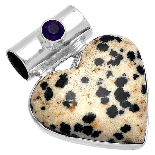 Heart - Natural Dalmatian & Amethyst Pendant P-1300 SDP145376