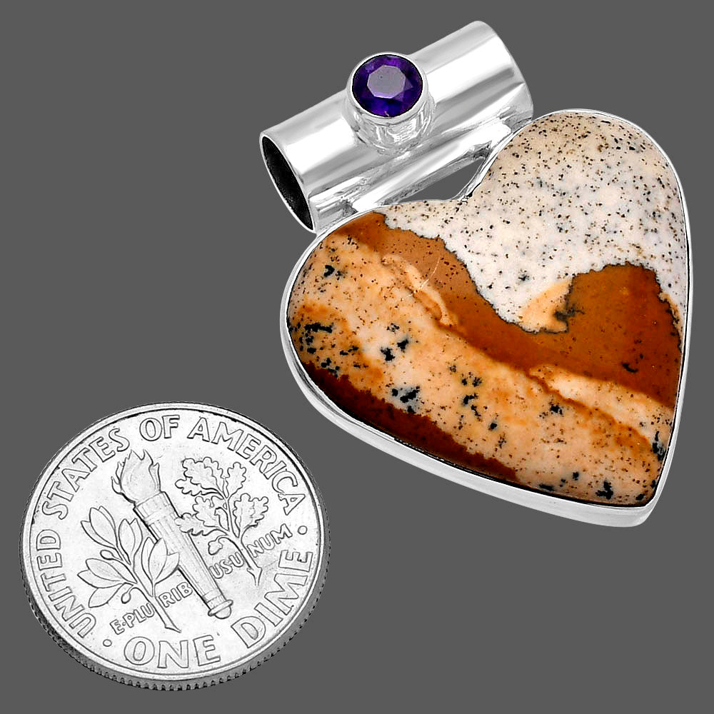 Heart - Picture Jasper & Amethyst Pendant P-1300 SDP145383