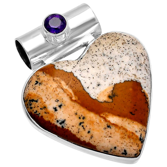 Heart - Picture Jasper & Amethyst Pendant P-1300 SDP145383