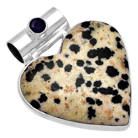 Heart - Natural Dalmatian & Amethyst Pendant P-1300 SDP145407