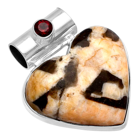 Heart - Natural Cobra Jasper & Garnet Pendant P-1300 SDP145415