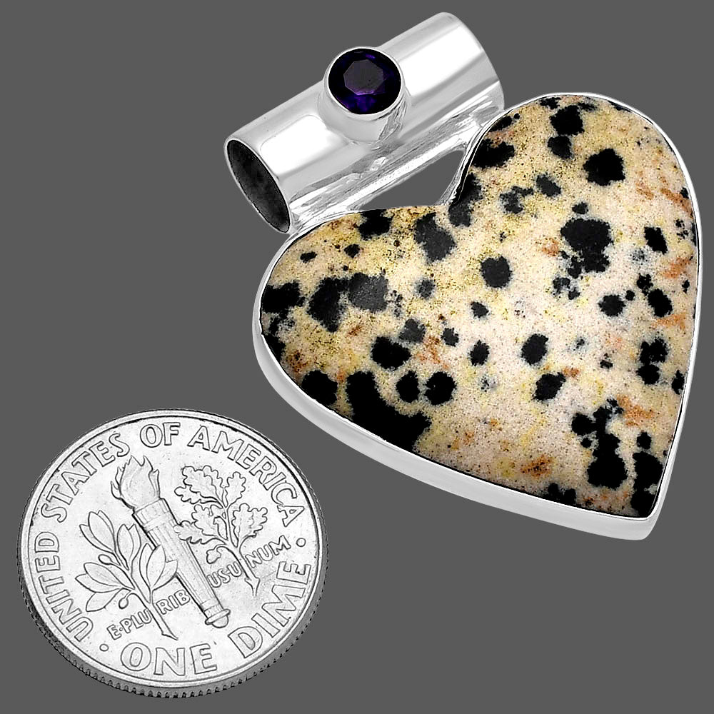 Heart - Natural Dalmatian & Amethyst Pendant P-1300 SDP145425