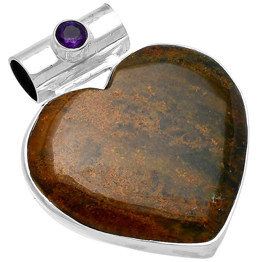 Heart - Red Moss Agate & Amethyst Pendant P-1300 SDP145426