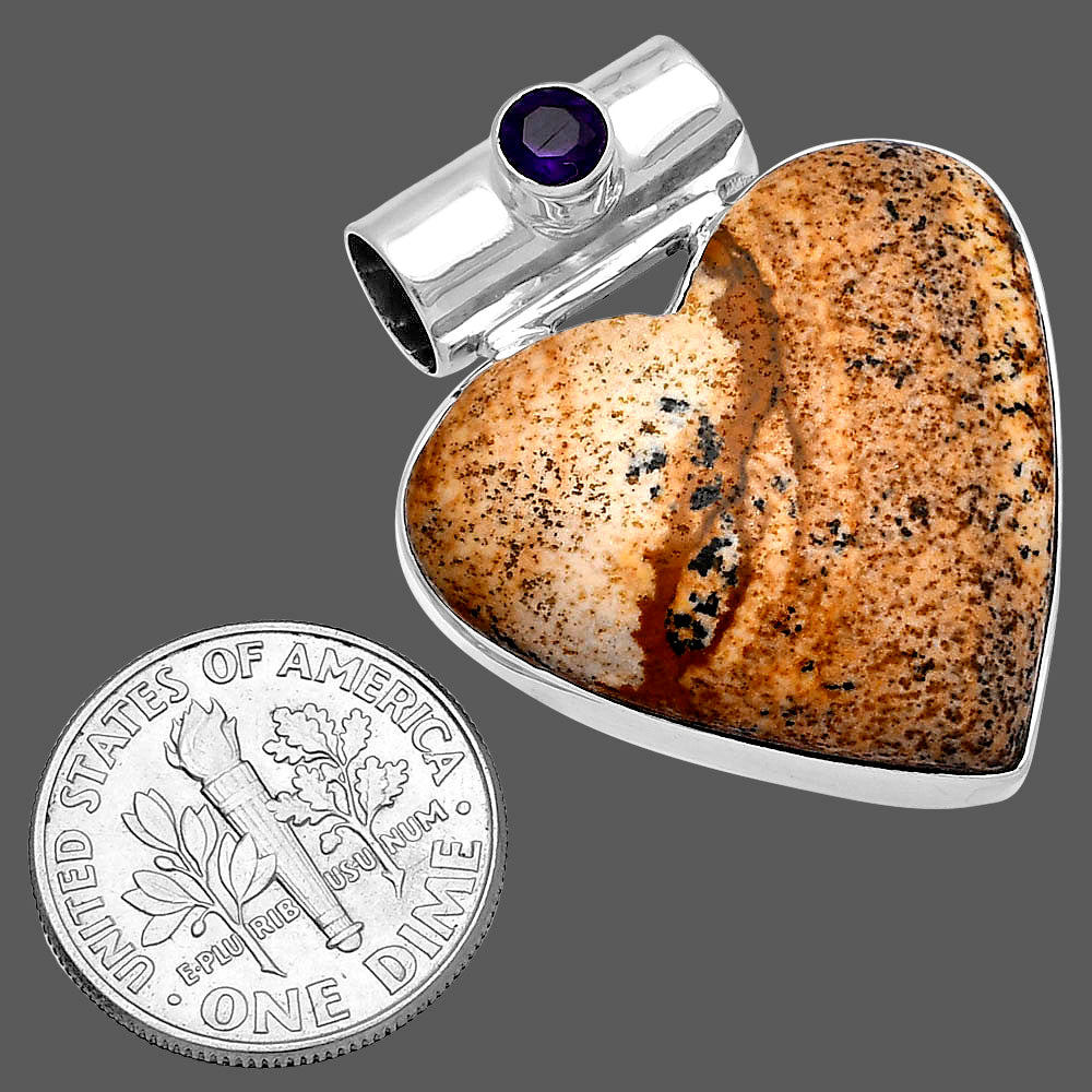 Heart - Picture Jasper & Amethyst Pendant P-1300 SDP145457
