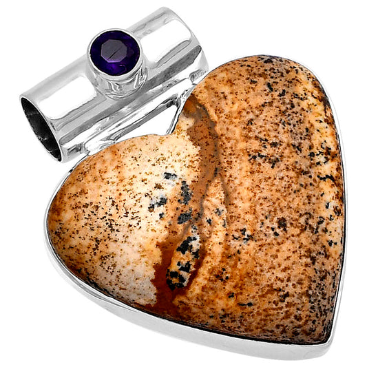 Heart - Picture Jasper & Amethyst Pendant P-1300 SDP145457