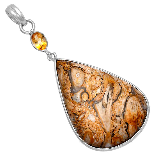 Natural Rock Calcy & Citrine Pendant P-1098 SDP145571