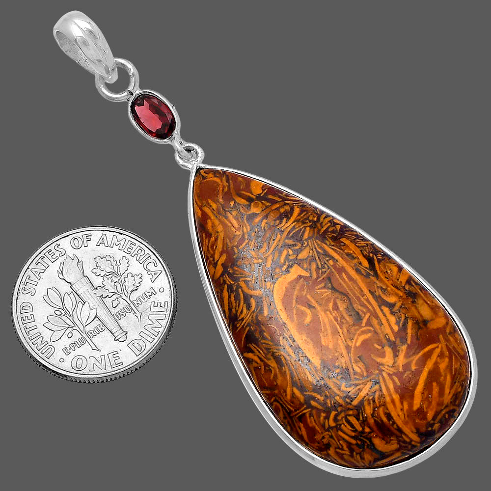 Coquina Fossil Jasper & Garnet Pendant P-1098 SDP145583