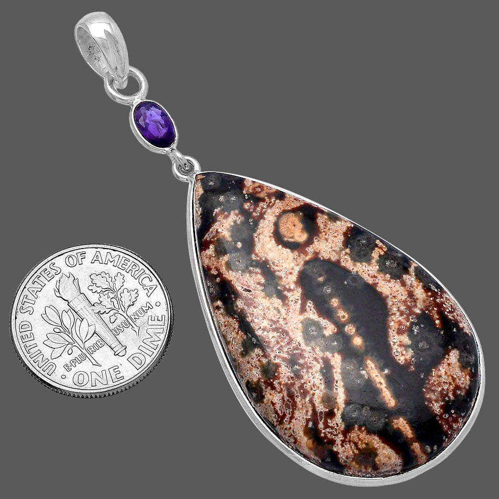 Leopard Skin Jasper & Amethyst Pendant P-1098 SDP145585