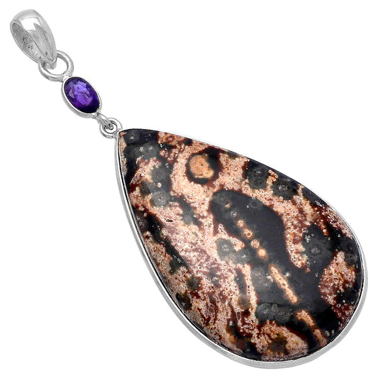 Leopard Skin Jasper & Amethyst Pendant P-1098 SDP145585