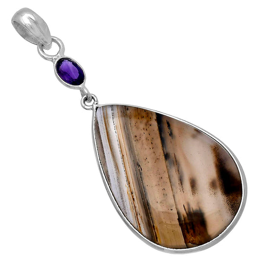 Montana Agate - USA & Amethyst Pendant P-1098 SDP145627