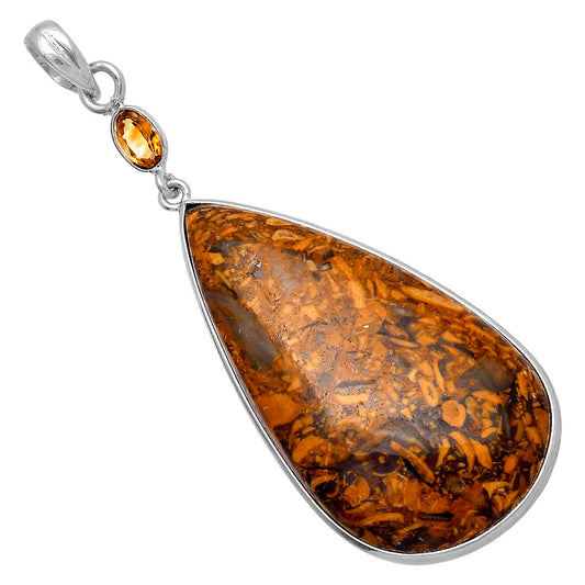 Coquina Fossil Jasper & Citrine Pendant P-1098 SDP145634