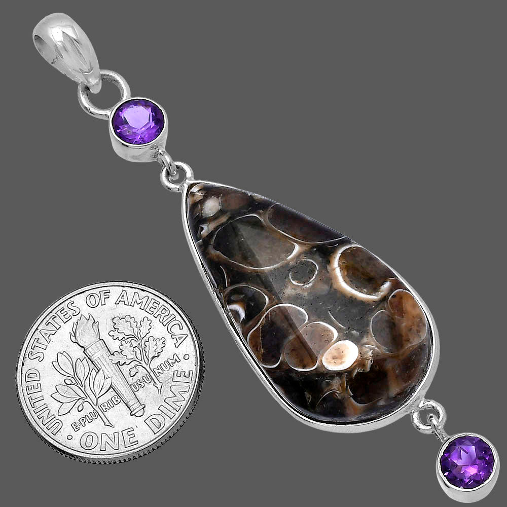 Turtella Jasper - USA & Amethyst Pendant P-1123 SDP145655