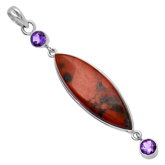 Red Brecciated Jasper & Amethyst Pendant P-1123 SDP145666