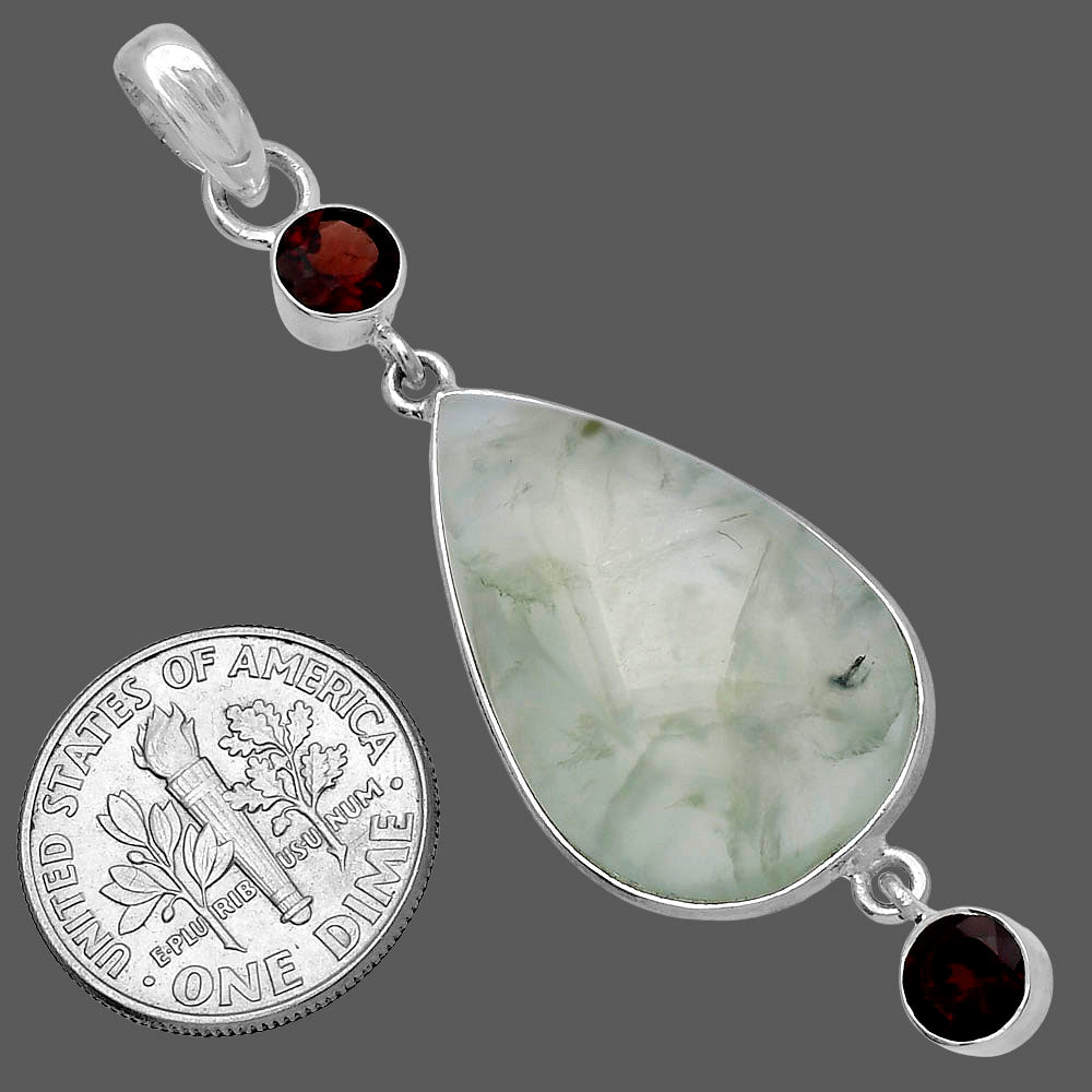 Natural Prehnite & Garnet Pendant P-1123 SDP145681