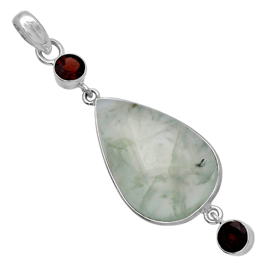 Natural Prehnite & Garnet Pendant P-1123 SDP145681