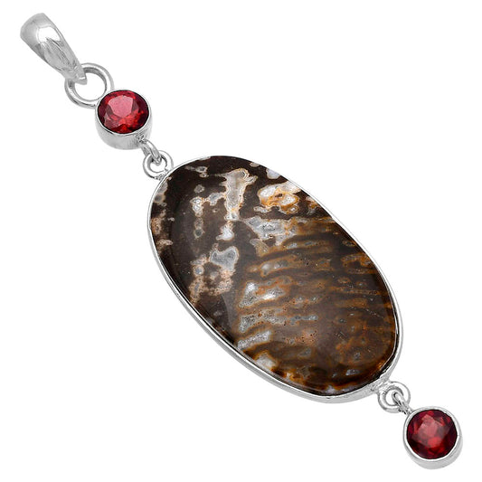 Natural Wild Horse Jasper & Garnet Pendant P-1123 SDP145682