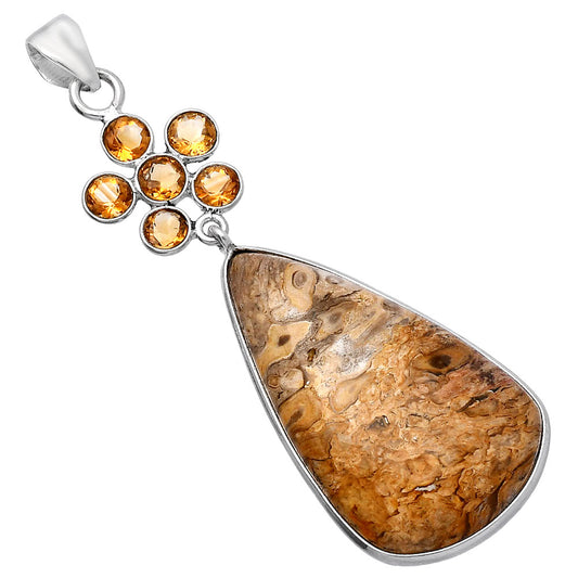 Natural Rock Calcy & Citrine Pendant P-1122 SDP145734