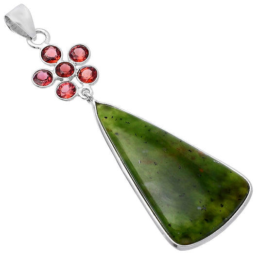 Natural Chrome Chalcedony & Garnet Pendant P-1122 SDP145752