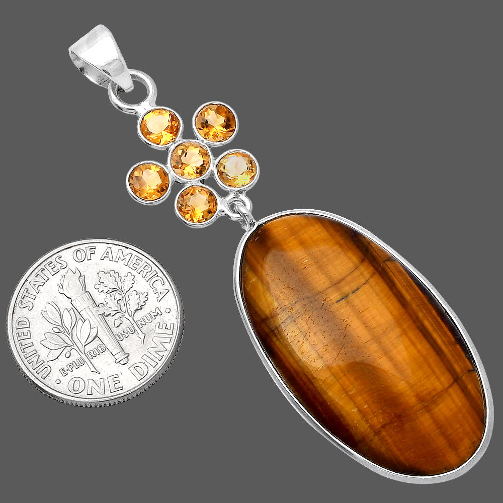 Natural Tiger Eye - Africa & Citrine Pendant P-1122 SDP145763