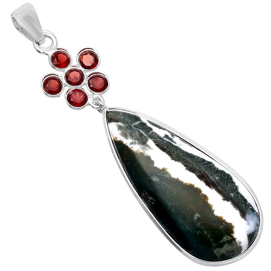Natural Larsonite Jasper & Garnet Pendant P-1122 SDP145766