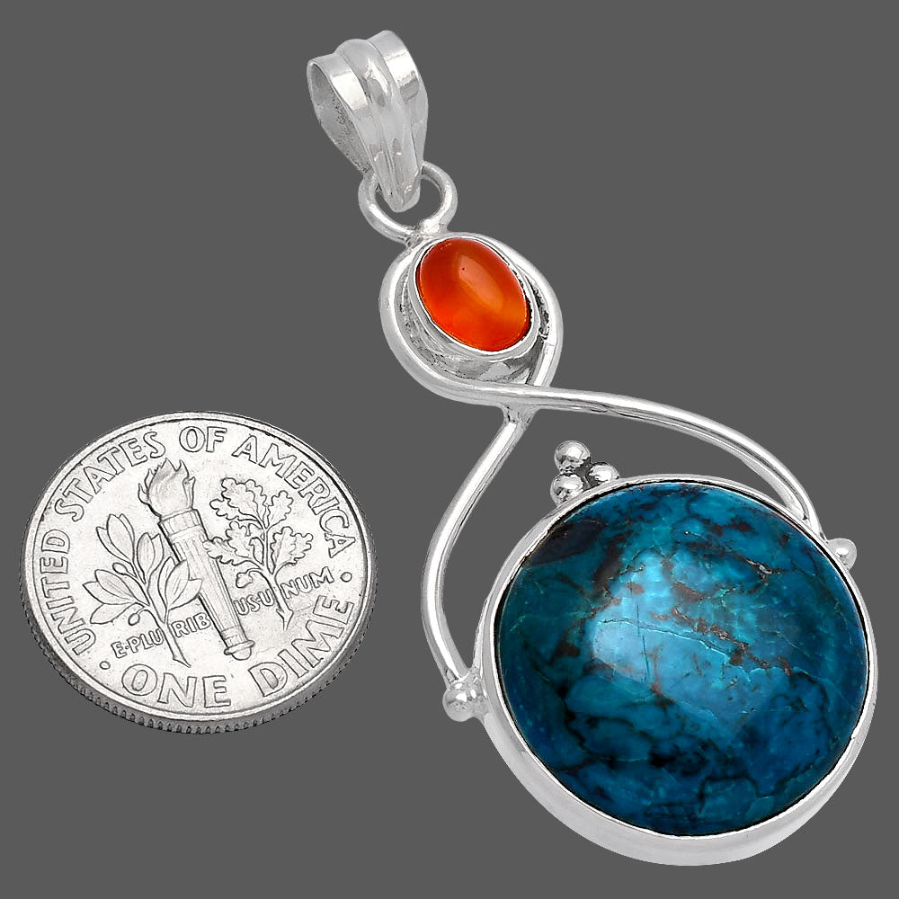 Shattuckite - USA & Carnelian Pendant P-1125 SDP145779