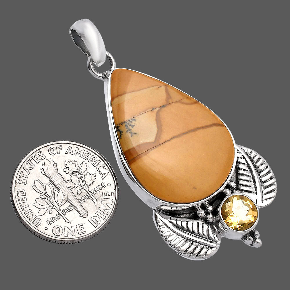Natural Picture Jasper & Citrine Pendant P-1127 SDP145893