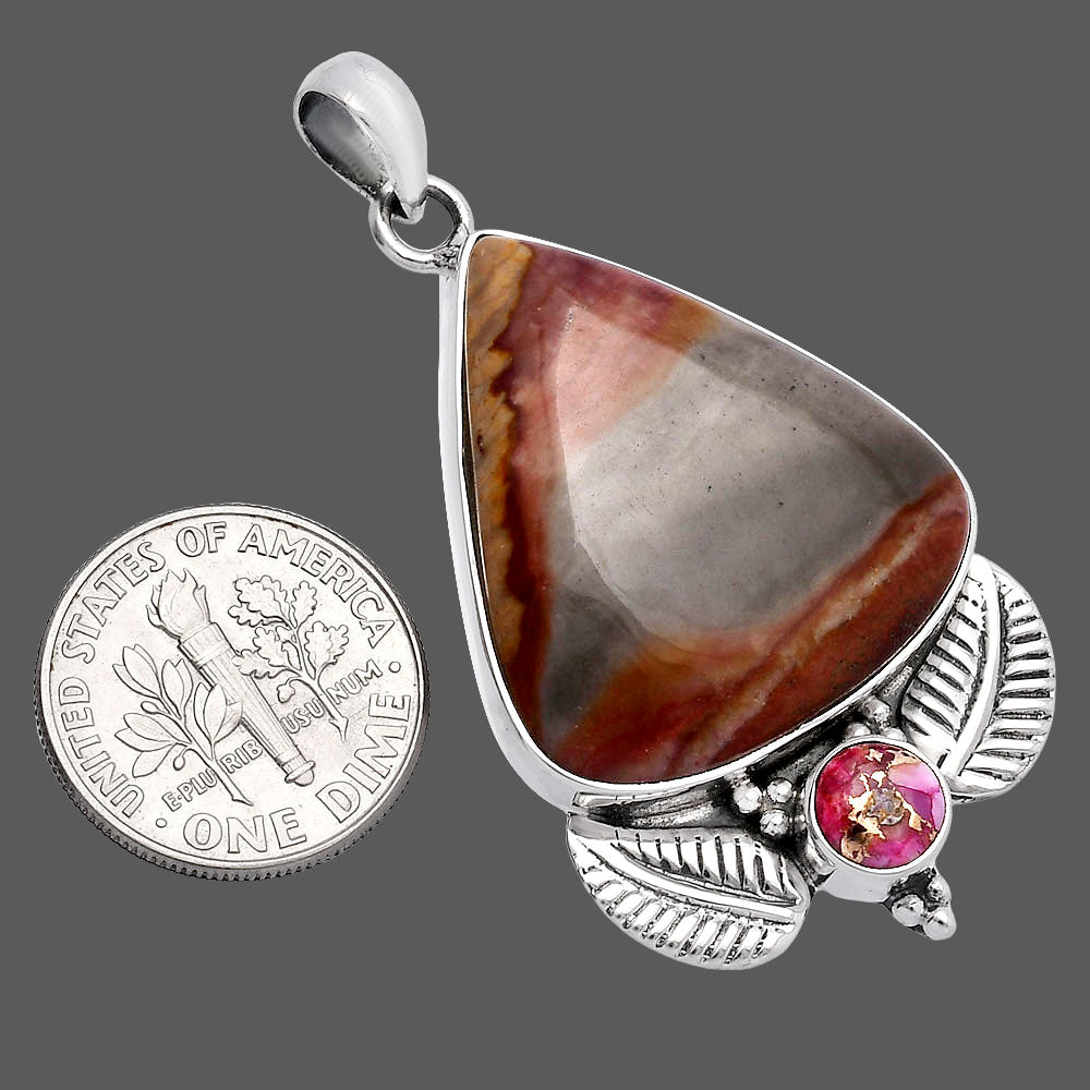 Polygram Jasper & Kingman Pink Dahlia Turquoise Pendant P-1127 SDP145901