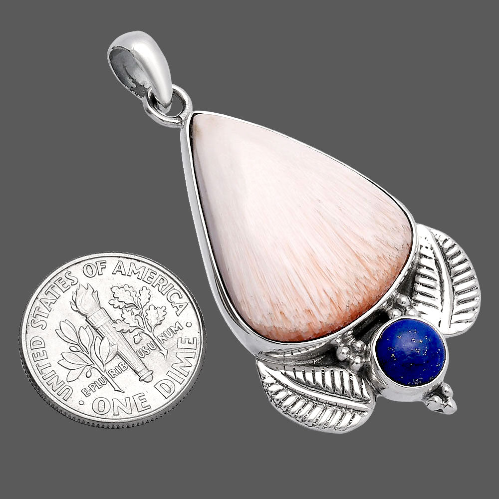 Orange Scolecite & Lapis Lazuli Pendant P-1127 SDP145906