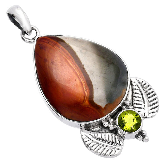 Natural Polygram Jasper & Peridot Pendant P-1127 SDP145928