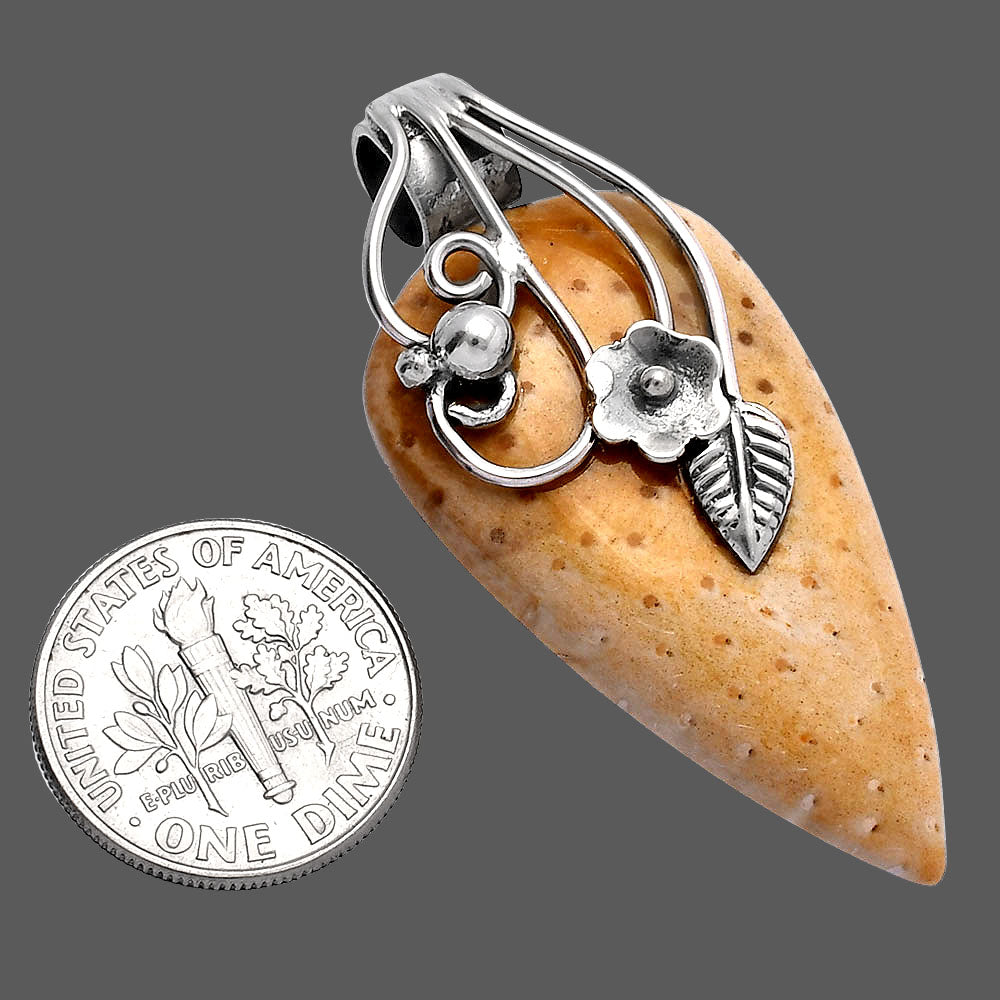 Natural Palm Root Fossil Agate Pendant P-1581 SDP146012
