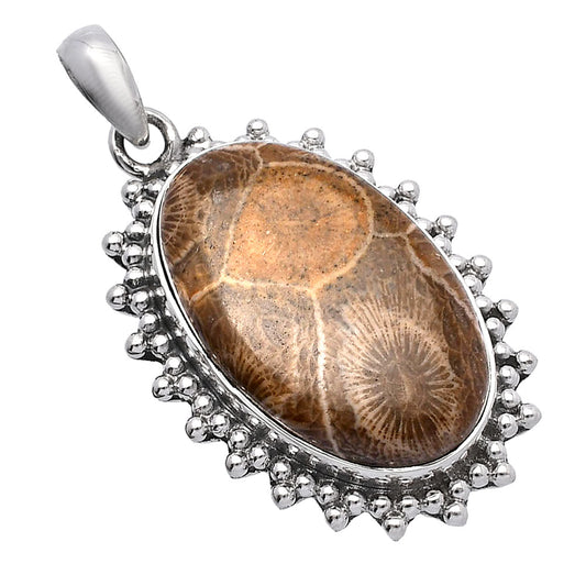 Natural Flower Fossil Coral Pendant P-1066 SDP146176