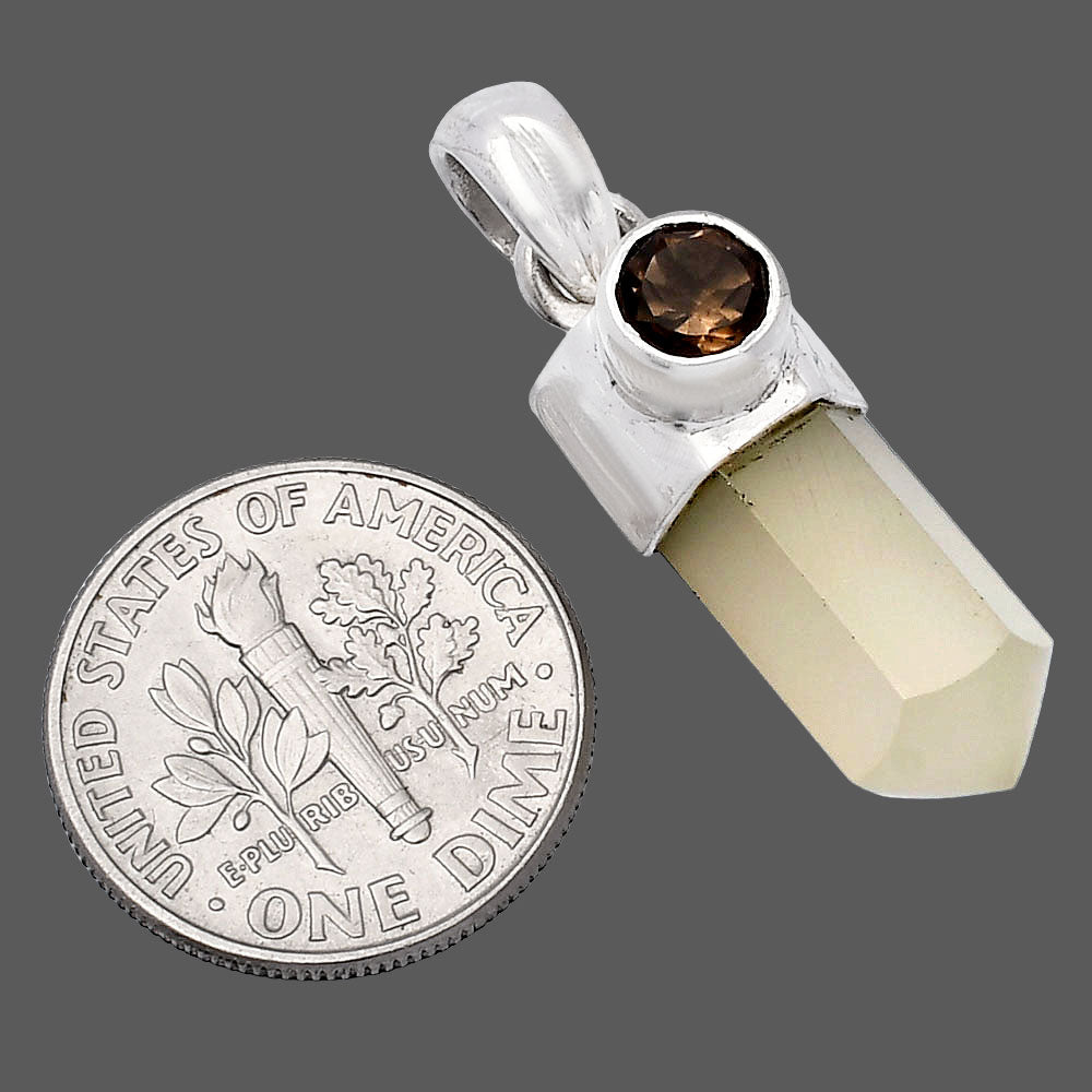 Milky Lemon Quartz Point & Smoky Quartz Pendant P-1107 SDP146202