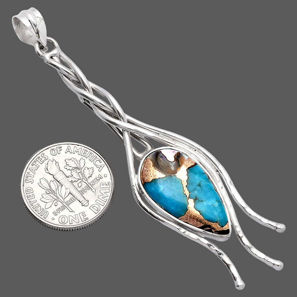 Shell In Black Blue Turquoise Pendant P-1728 SDP146248