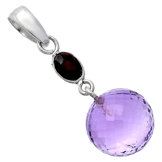 Amethyst Checker Ball & Garnet Pendant P-1729 SDP146537